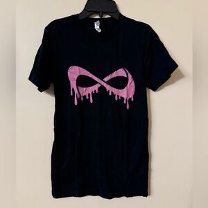NFINITY Black Short Sleeve Tee with Pink Drip Infinity Logo